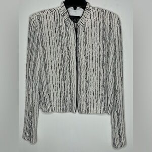 Alex Evenings Black and White Striped Glam Jacket
